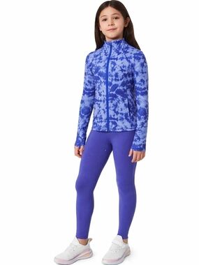 Mondetta Girls Blue Tie-Dye 2 PC Active Set Full-Zip Jacket & Leggings, 14-16 Lg